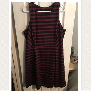 Black & maroon striped dress